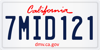 CA license plate 7MID121