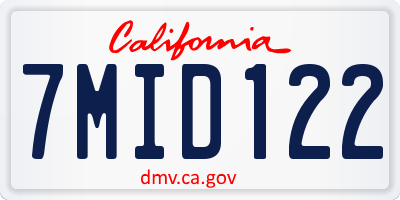 CA license plate 7MID122
