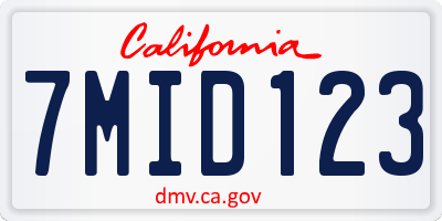 CA license plate 7MID123