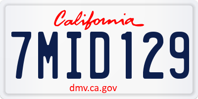 CA license plate 7MID129
