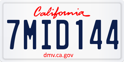 CA license plate 7MID144