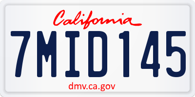 CA license plate 7MID145