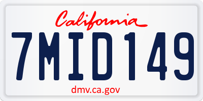 CA license plate 7MID149