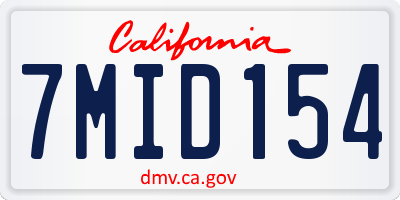 CA license plate 7MID154
