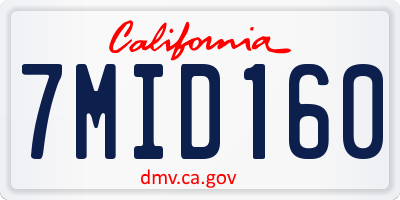 CA license plate 7MID160