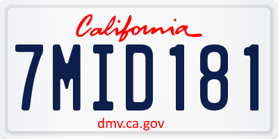 CA license plate 7MID181