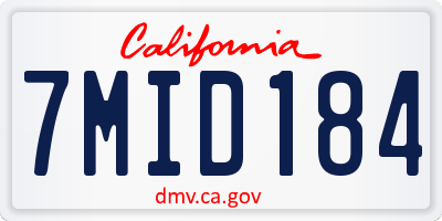 CA license plate 7MID184