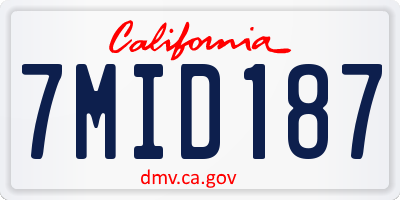 CA license plate 7MID187