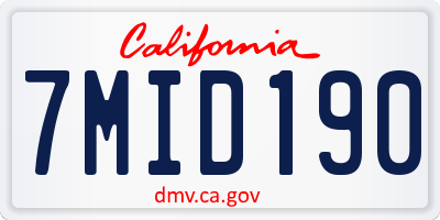 CA license plate 7MID190