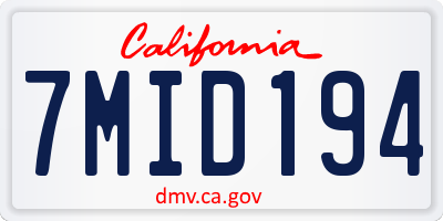 CA license plate 7MID194