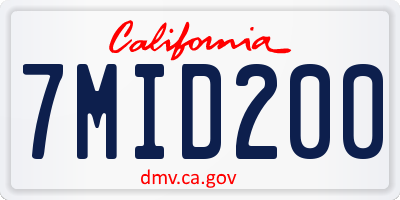 CA license plate 7MID200