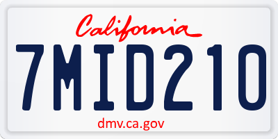 CA license plate 7MID210