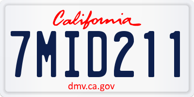 CA license plate 7MID211