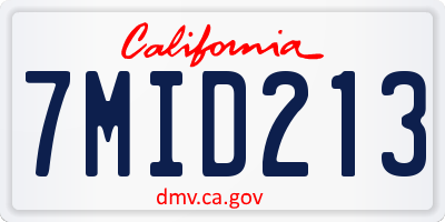 CA license plate 7MID213