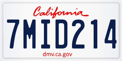 CA license plate 7MID214