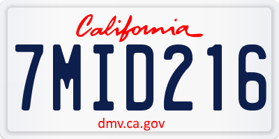 CA license plate 7MID216