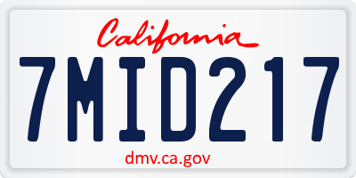 CA license plate 7MID217