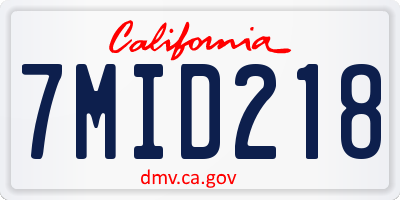 CA license plate 7MID218