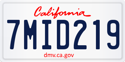 CA license plate 7MID219