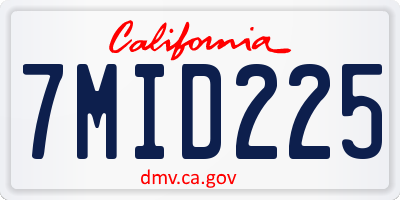 CA license plate 7MID225
