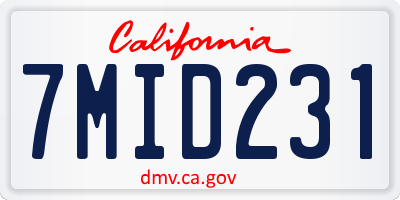 CA license plate 7MID231
