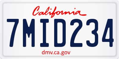 CA license plate 7MID234