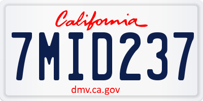 CA license plate 7MID237
