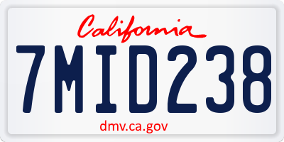 CA license plate 7MID238