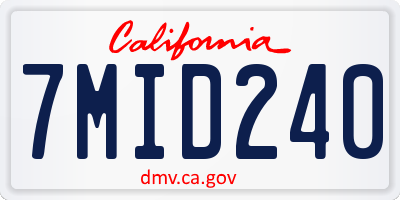 CA license plate 7MID240