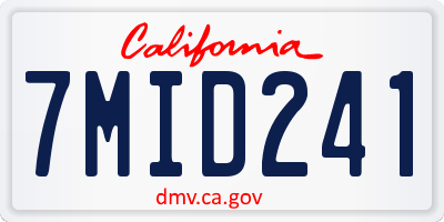 CA license plate 7MID241