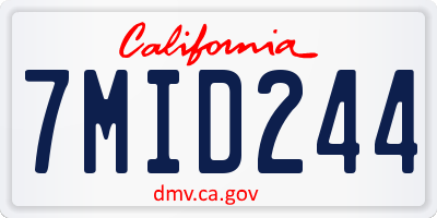 CA license plate 7MID244