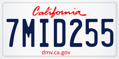 CA license plate 7MID255