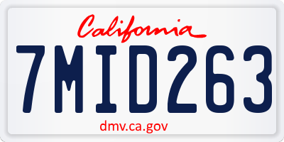 CA license plate 7MID263