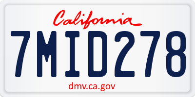 CA license plate 7MID278