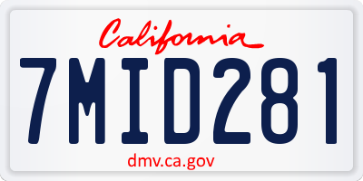 CA license plate 7MID281