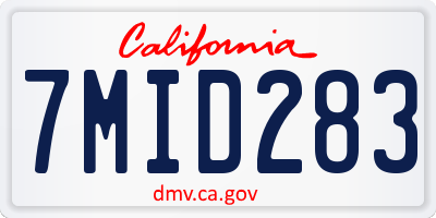 CA license plate 7MID283