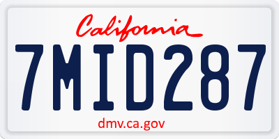 CA license plate 7MID287