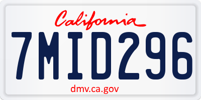 CA license plate 7MID296