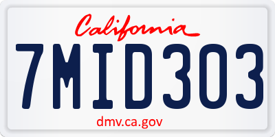 CA license plate 7MID303