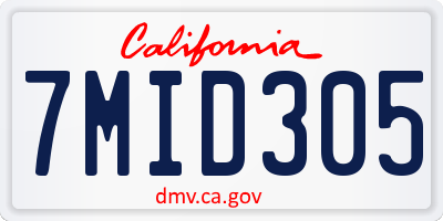 CA license plate 7MID305