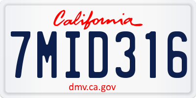 CA license plate 7MID316