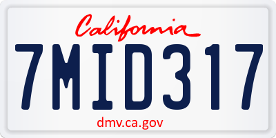 CA license plate 7MID317