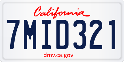 CA license plate 7MID321