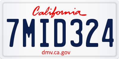 CA license plate 7MID324
