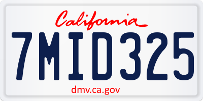 CA license plate 7MID325