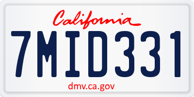 CA license plate 7MID331