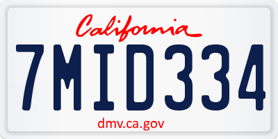 CA license plate 7MID334