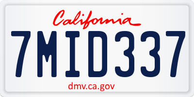 CA license plate 7MID337