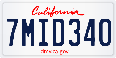 CA license plate 7MID340