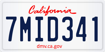 CA license plate 7MID341